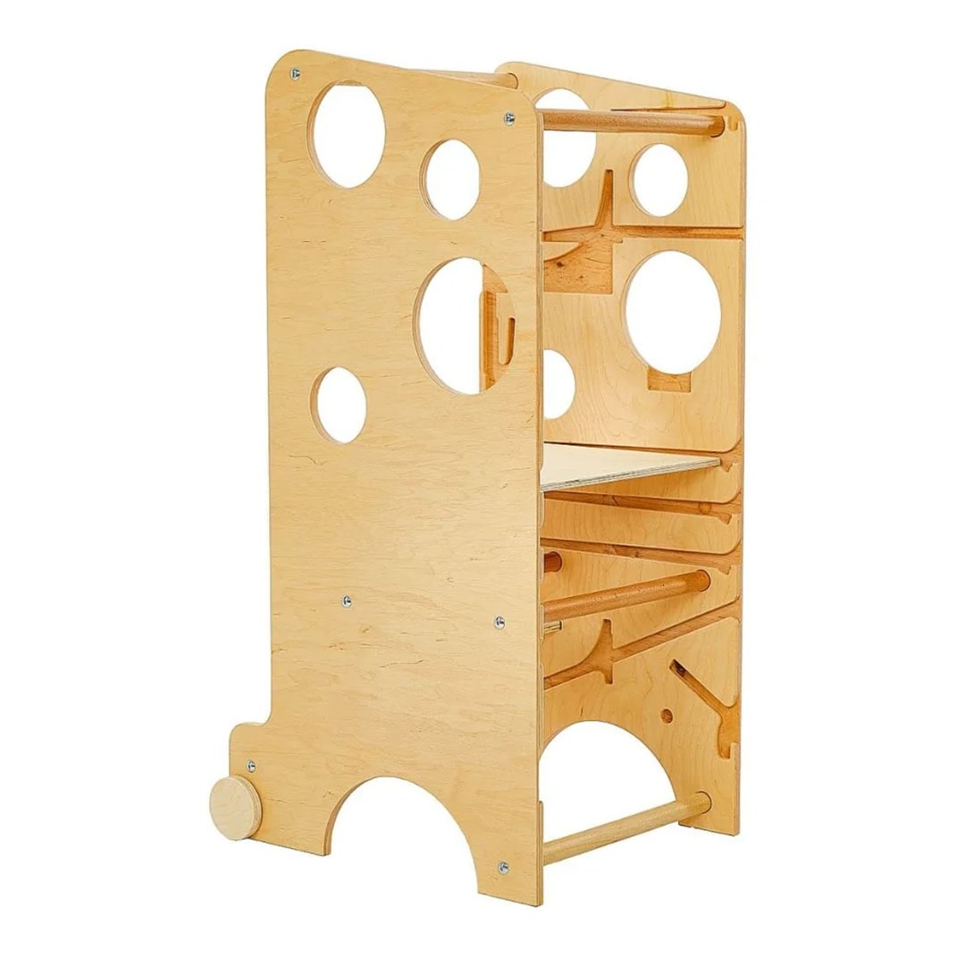 TWR ® Torre de aprendizaje evolutiva + trona bebe+ patrones Montessori  (incluye lápiz de madera) 3 en 1- Torre de aprendizaje convertible en trona  - 100% madera natural de alta calidad : : Productos Handmade